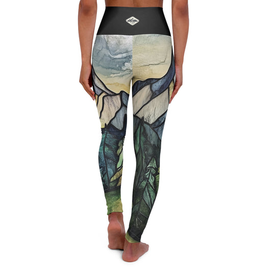 Mountain Landscape High Waisted Yoga Leggings by Craggy Crew