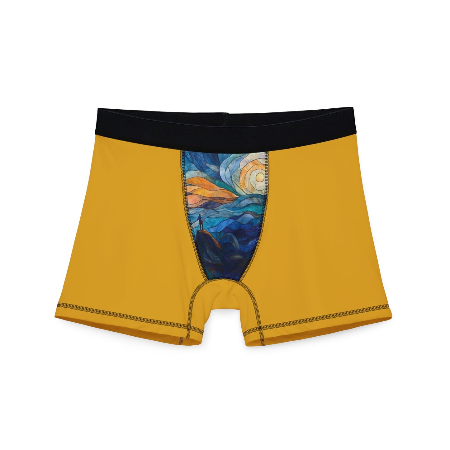 Adventure-Inspired Men's Boxers with Mountain & Art Design