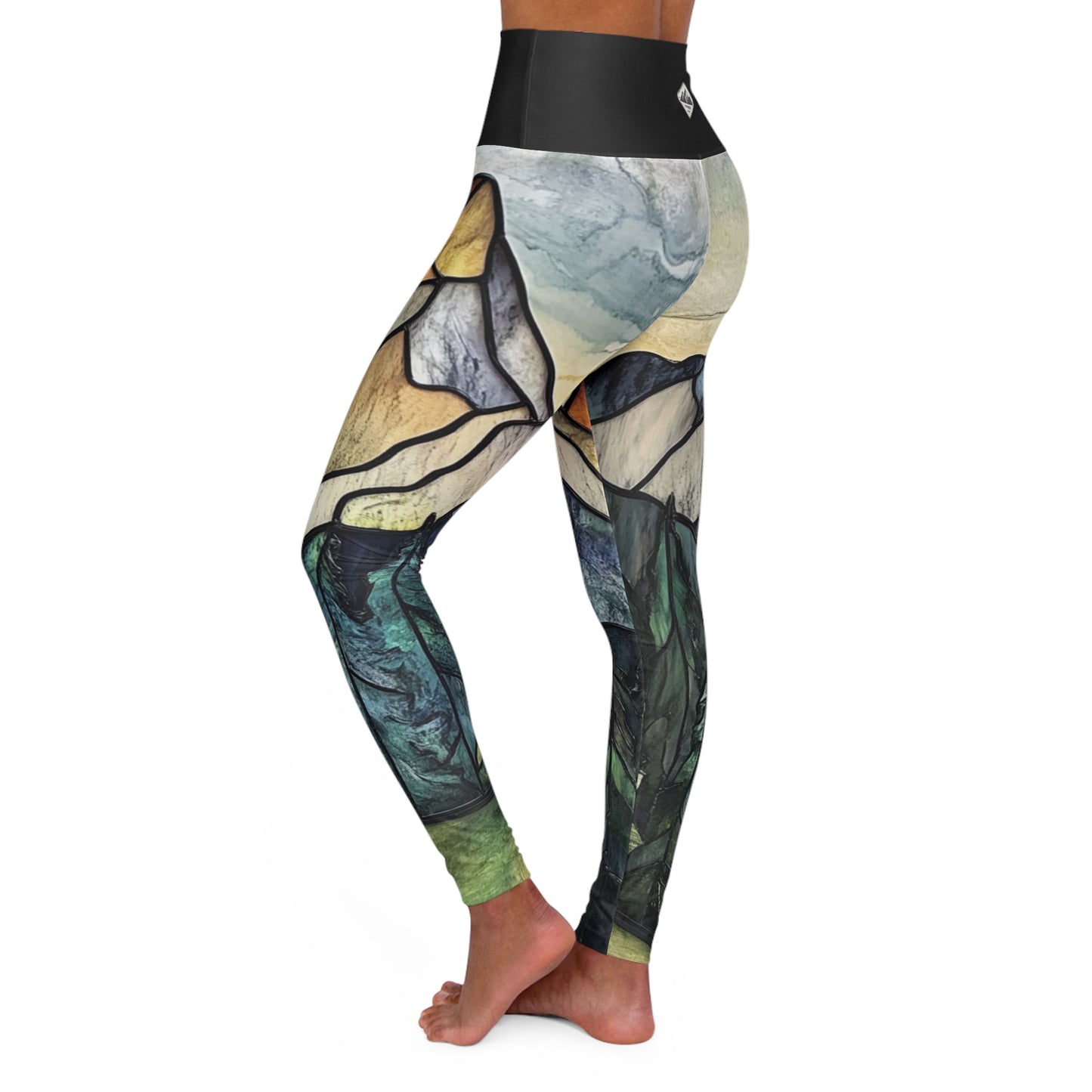 Mountain Landscape High Waisted Yoga Leggings by Craggy Crew