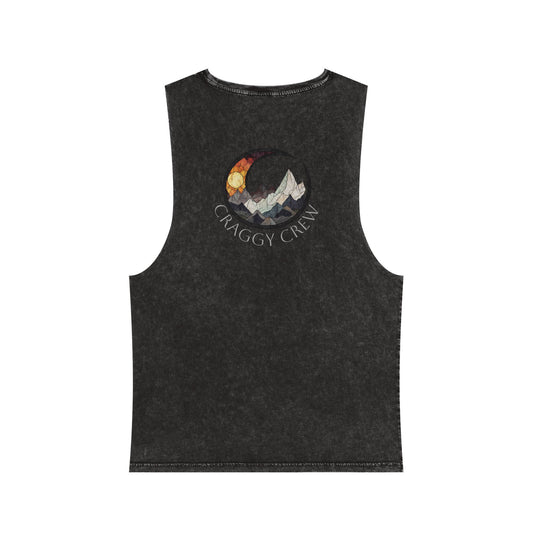 Unisex Stonewash Mountain Crescent Tank Top