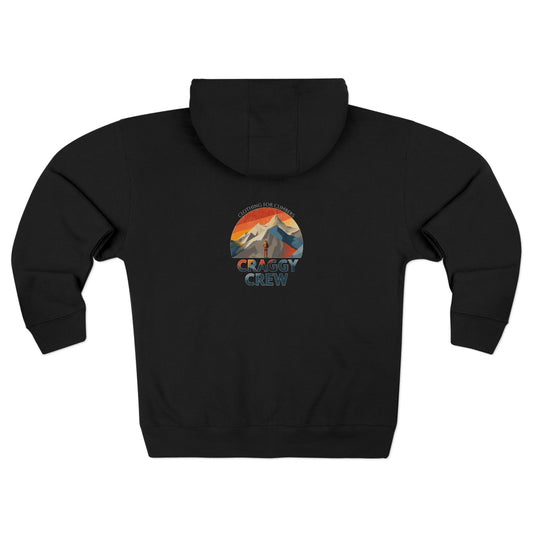 Craggy Crew Mountain Design – Unisex Zip Hoodie