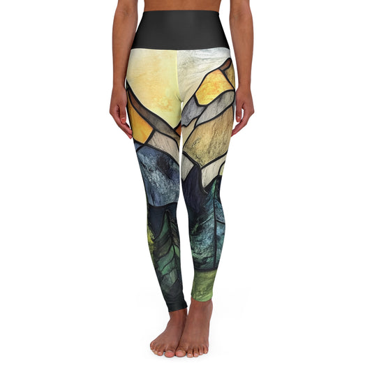 Mountain Landscape High Waisted Yoga Leggings by Craggy Crew