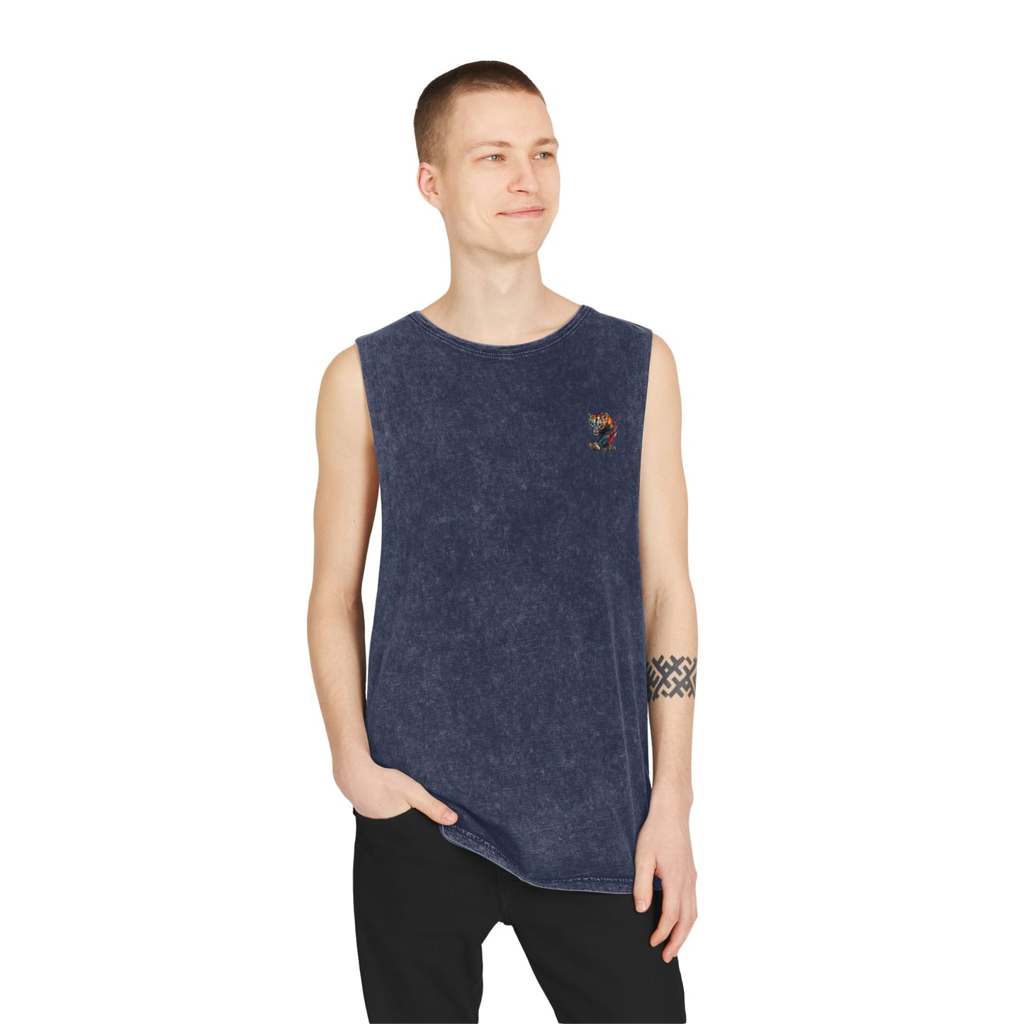 Unisex Stonewash Mountain Crescent Tank Top
