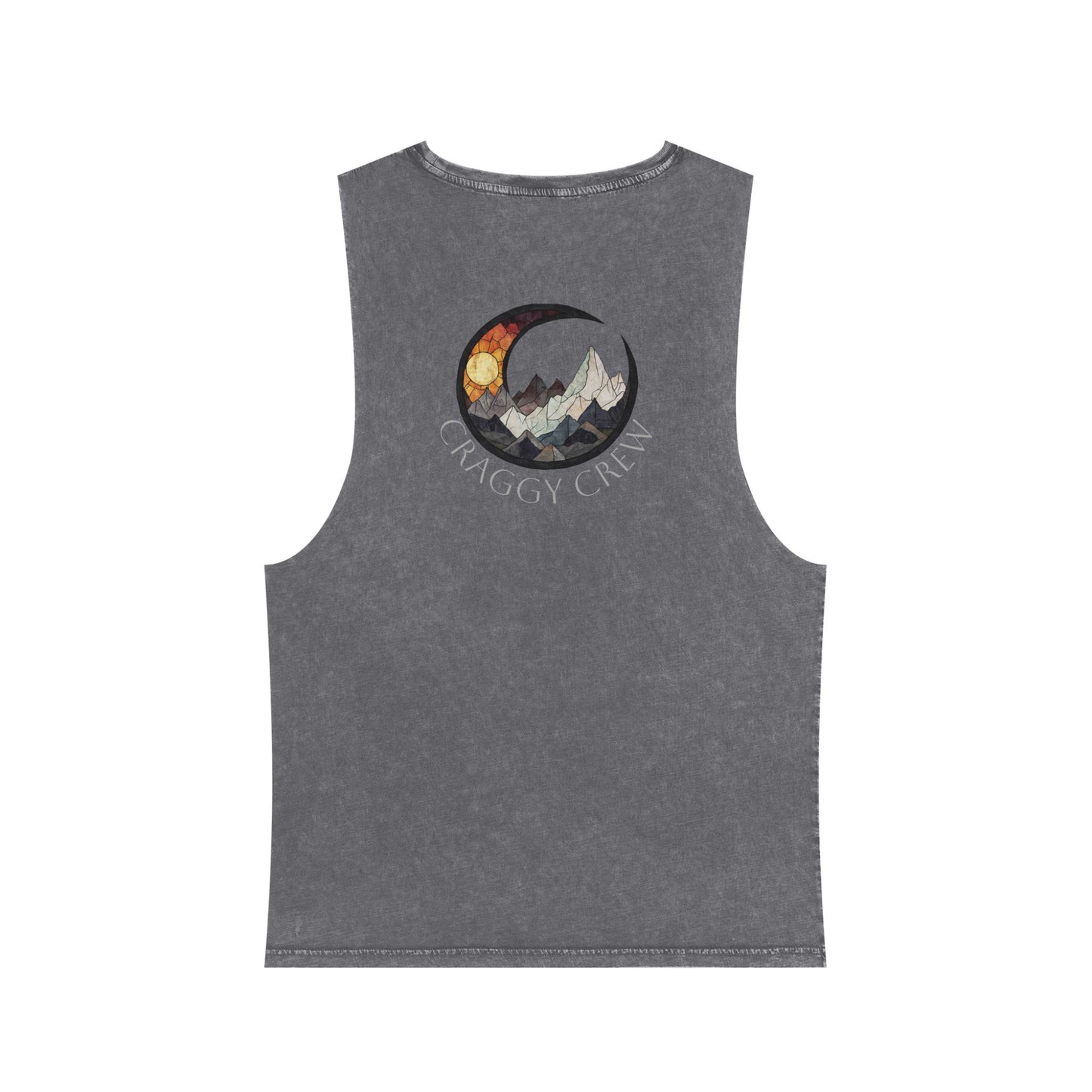 Unisex Stonewash Mountain Crescent Tank Top