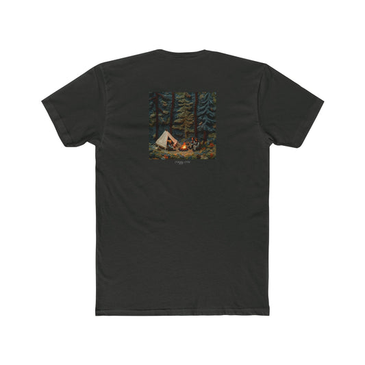 Camping With Friends - Hand Knitted-Style T-Shirt (Image On Back)