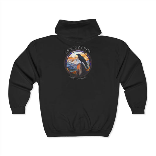 Raven On A Crag Unisex Zip Hoodie