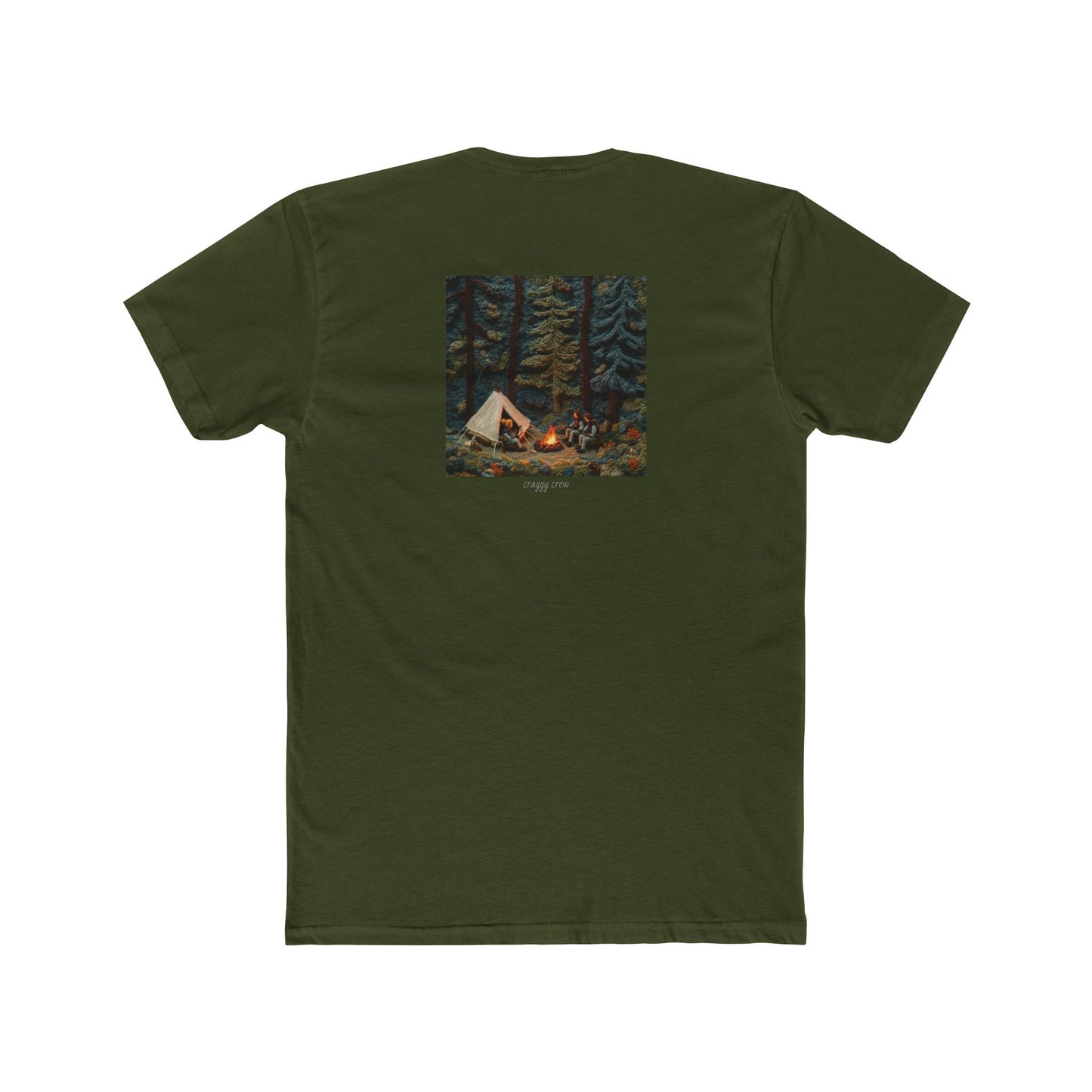 Camping With Friends - Hand Knitted-Style T-Shirt (Image On Back)