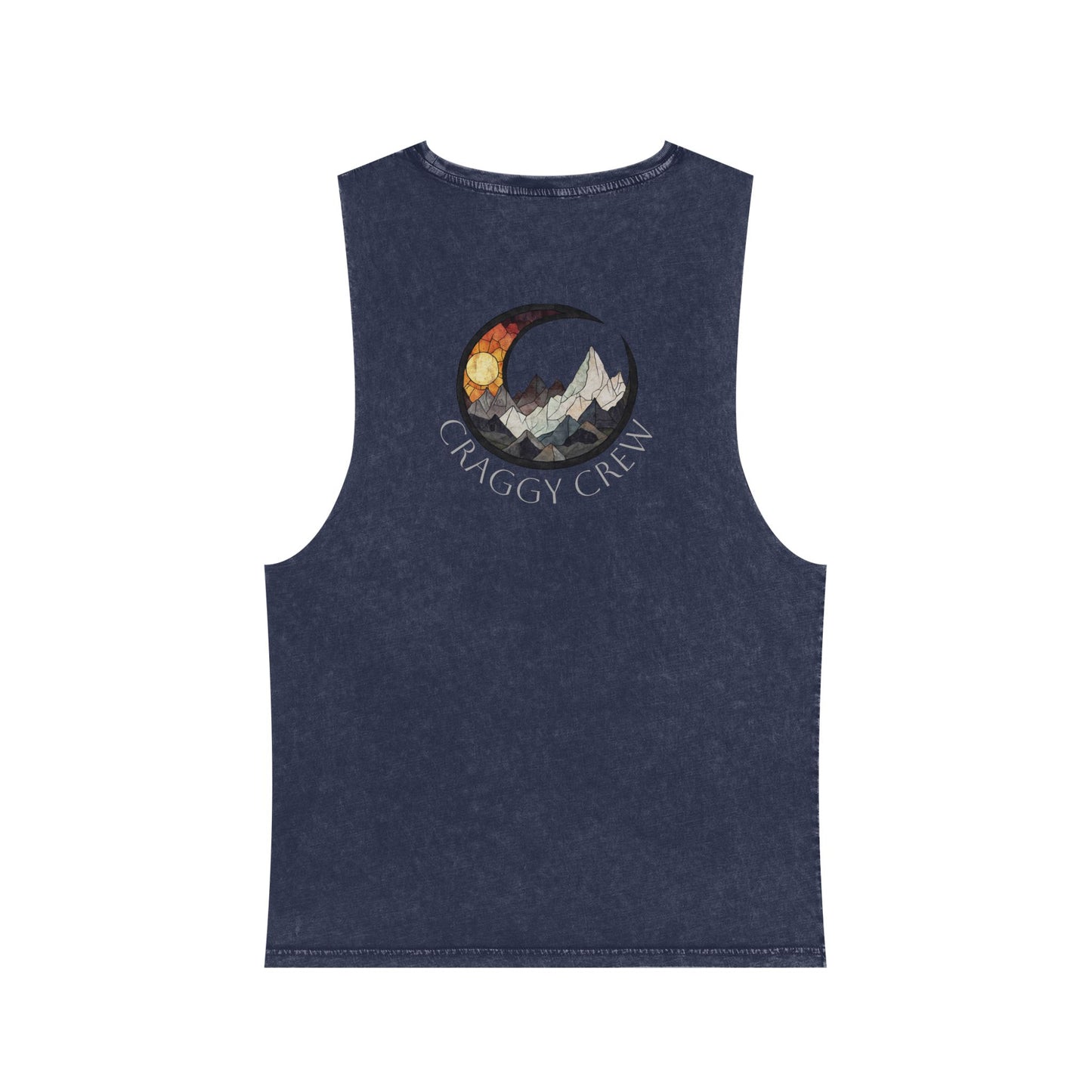 Unisex Stonewash Mountain Crescent Tank Top