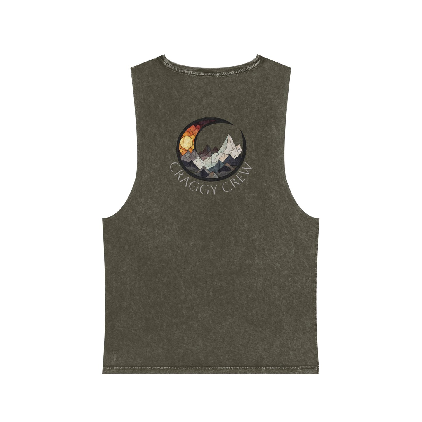Unisex Stonewash Mountain Crescent Tank Top